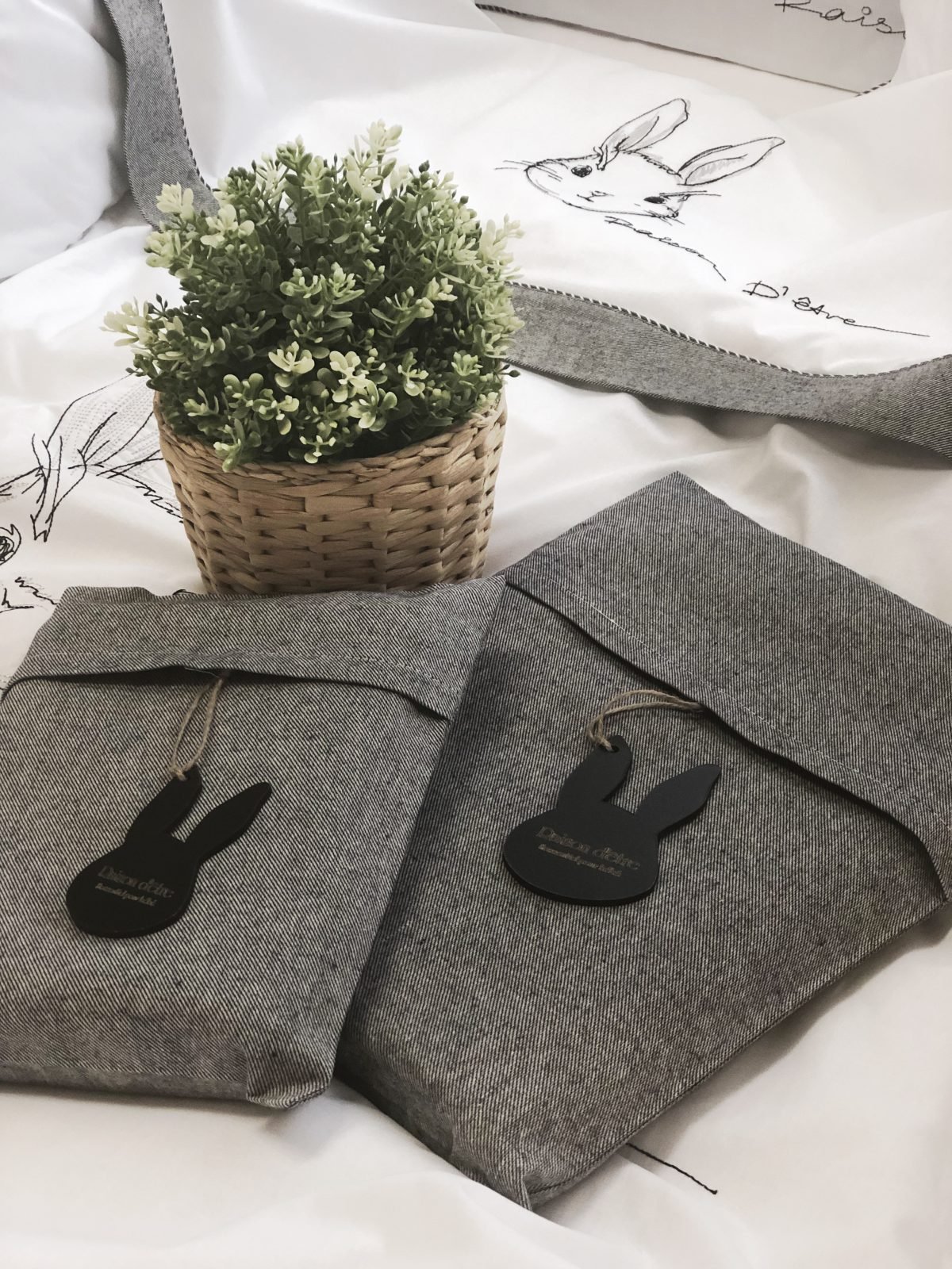 Σετ Σεντόνια Κούνιας Rabbit de Niro (με γκρι φάσα για αγόρι) 120x160 Raison D’etre - Image 3