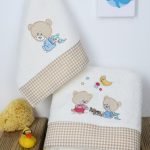 ΠΕΤΣΕΤΑ ΣΕΤ 2 τεμ bebe HAPPY BEARS 22 30X50,70X140 ΕΚΡΟΥ/ΜΠΕΖ Cotton 100%