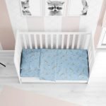 ΚΑΤΩΣΕΝΤΟΝΟ ΜΕ ΛΑΣΤΙΧΟ bebe Birds 14 0,70X1,40X0,15 Sky blue Flannel cotton 100%