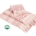 ΠΕΤΣΕΤΑ ΣΕΤ 3 τεμ ΜΕ ΚΡΟΣΙ Ίσιδα 02 30X50,50X90,70X140 ΡΟΖ Cotton 100%