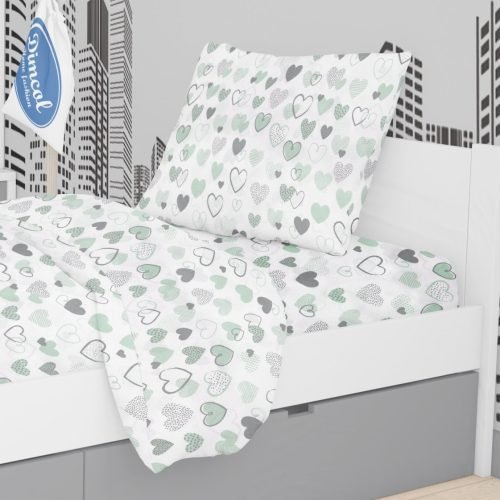 ΜΑΞΙΛΑΡΟΘΗΚΗ ΕΜΠΡΙΜΕ kids Hearts 10 50Χ70 Green Cotton 100%