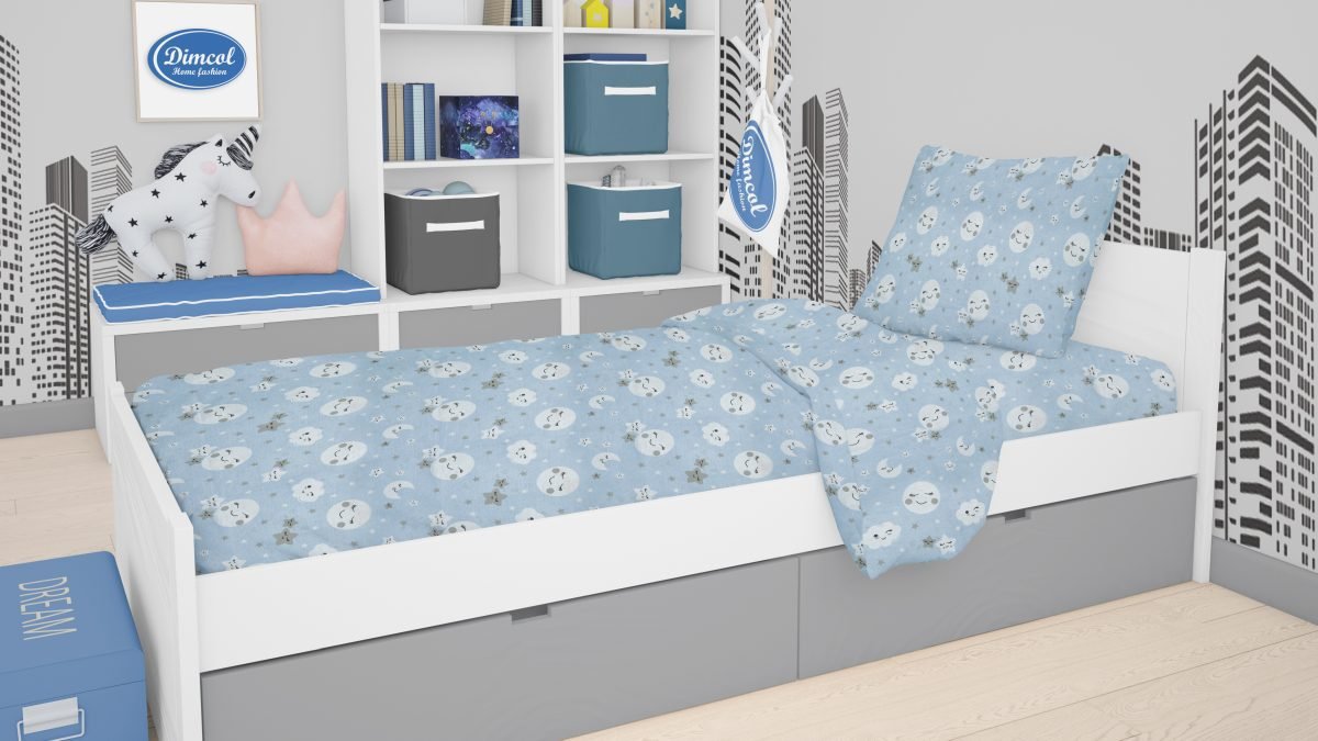 0003118_Sku_1925215208008170 ΣΕΝΤΟΝΙΑ ΕΜΠΡΙΜΕ ΣΕΤ 2 τεμ kids Smile 81 160Χ240 Blue Cotton 100% - Image 1