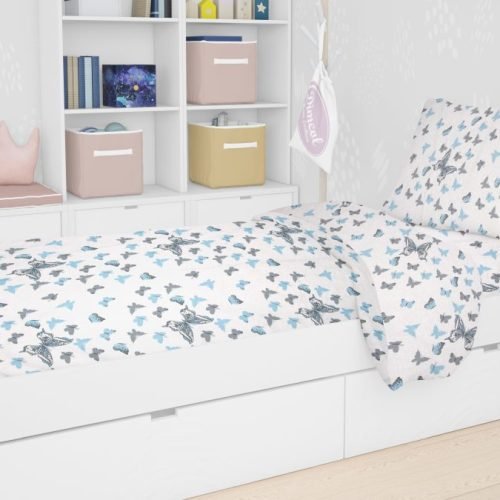 ΣΕΝΤΟΝΙΑ ΕΜΠΡΙΜΕ ΣΕΤ 3 τεμ kids Butterfly 56 160Χ240 Sky blue Cotton 100%