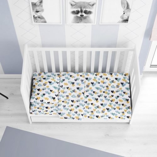 ΚΑΤΩΣΕΝΤΟΝΟ ΜΕ ΛΑΣΤΙΧΟ bebe Hearts 11 0,70X1,40X0,15 Grey-Green Cotton 100%