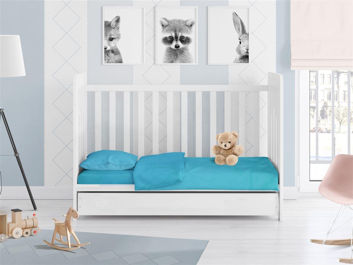 0003943_SKU_1912617606249329 ΣΕΝΤΟΝΙΑ ΣΕΤ 3 τεμ bebe Solid 493 120Χ160 Turquoise Cotton 100% - Image 1