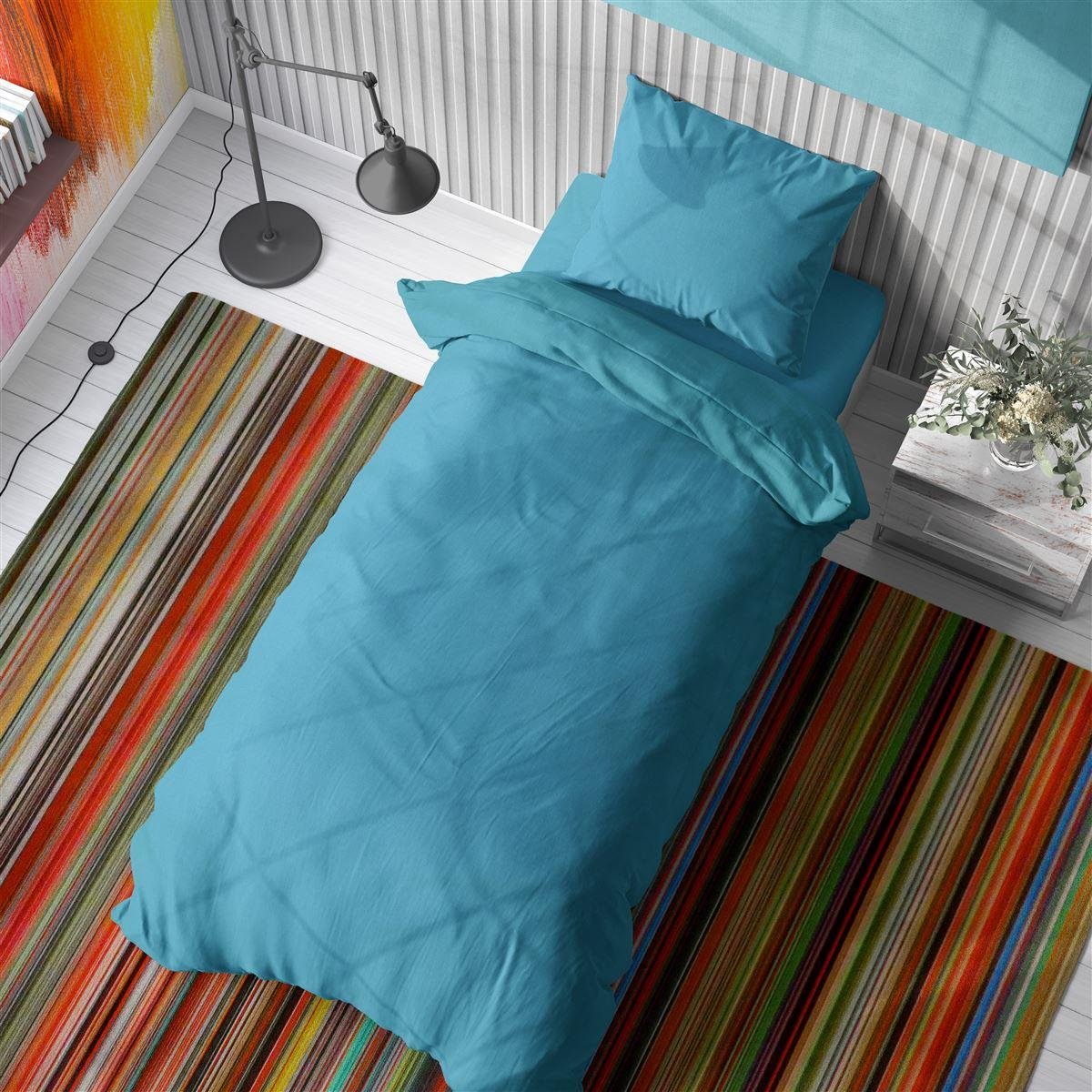 0003957_SKU_1934715206249329 ΣΕΝΤΟΝΙΑ ΣΕΤ 2 τεμ Solid 493 160Χ240 Turquoise Cotton 100% - Image 1