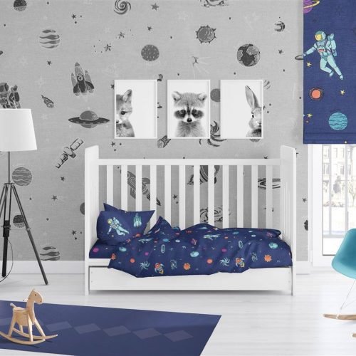 ΣΕΝΤΟΝΙΑ ΕΜΠΡΙΜΕ ΣΕΤ 3 τεμ bebe Space 189 120Χ160 Blue Cotton 100%