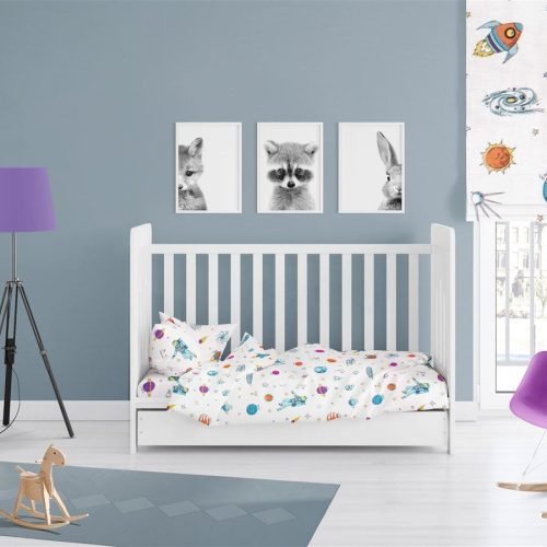 ΚΑΤΩΣΕΝΤΟΝΟ ΜΕ ΛΑΣΤΙΧΟ bebe Space 188 0,70X1,40X0,15 White Cotton 100%