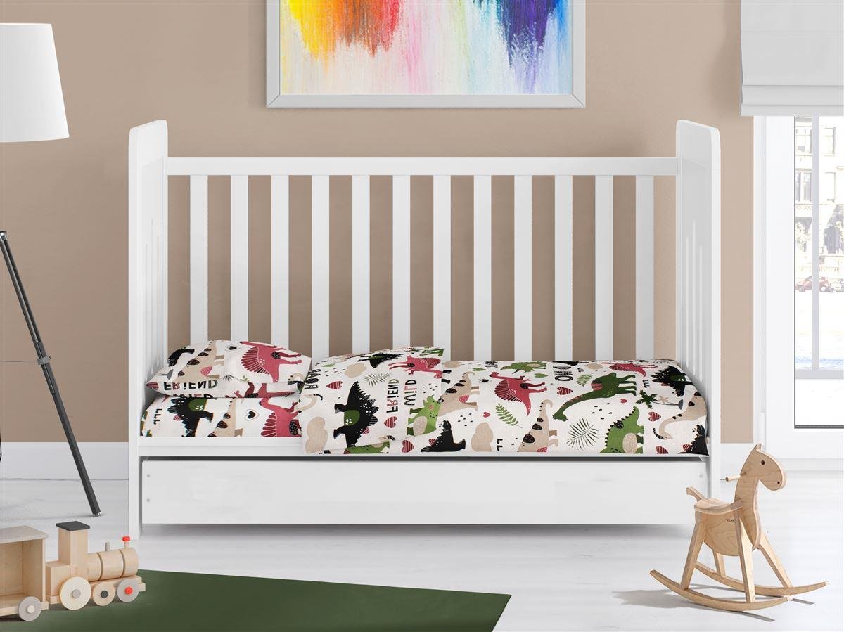 0006084_SKU_31112019028 ΚΑΤΩΣΕΝΤΟΝΟ ΜΕ ΛΑΣΤΙΧΟ bebe Dinosaur 518 0,70X1,40X0,15 Multi-Colour 100% Cotton - Image 1