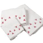 ΠΕΤΣΕΤΑ Σετ 3 τεμ Με Κέντημα Ανθάκι 450 gsm 30X50,50X90,70X140 Λευκό 100% Cotton