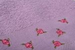 ΠΕΤΣΕΤΑ Με Κέντημα Ανθάκι 450 gsm 50X90 Μωβ 100% Cotton - Image 2