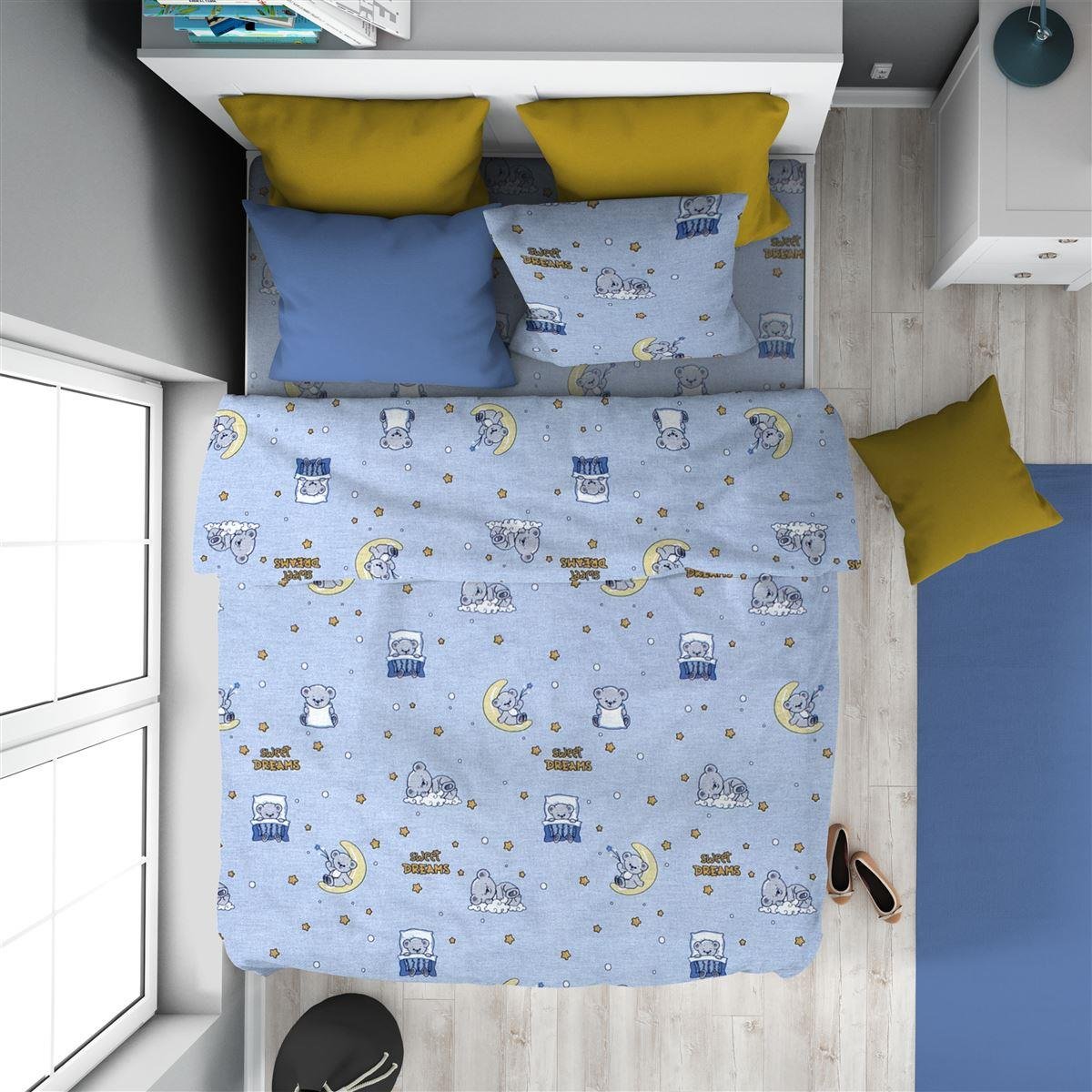 0006457_SKU_32111123033 ΠΑΠΛΩΜΑ ΕΜΠΡΙΜΕ kids Sweet Dreams 551 160X240 Sky Blue 100% Cotton - Image 1