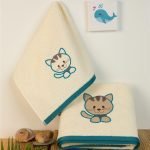 ΠΕΤΣΕΤΑ Με Κέντημα Σετ 2 τεμ bebe Kitty 138 30X50,70X140 Εκρού 100% Cotton