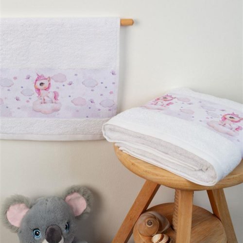 ΠΕΤΣΕΤΑ Με Ψηφιακή Εκτύπωση Σετ 2 τεμ bebe Unicorn 75 30X50,70X140 Λευκό 100% Cotton