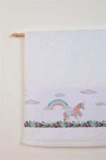 ΠΕΤΣΕΤΑ Με Ψηφιακή Εκτύπωση Σετ 2 τεμ bebe Rainbow Unicorn 78 30X50,70X140 Λευκό 100% Cotton - Image 2