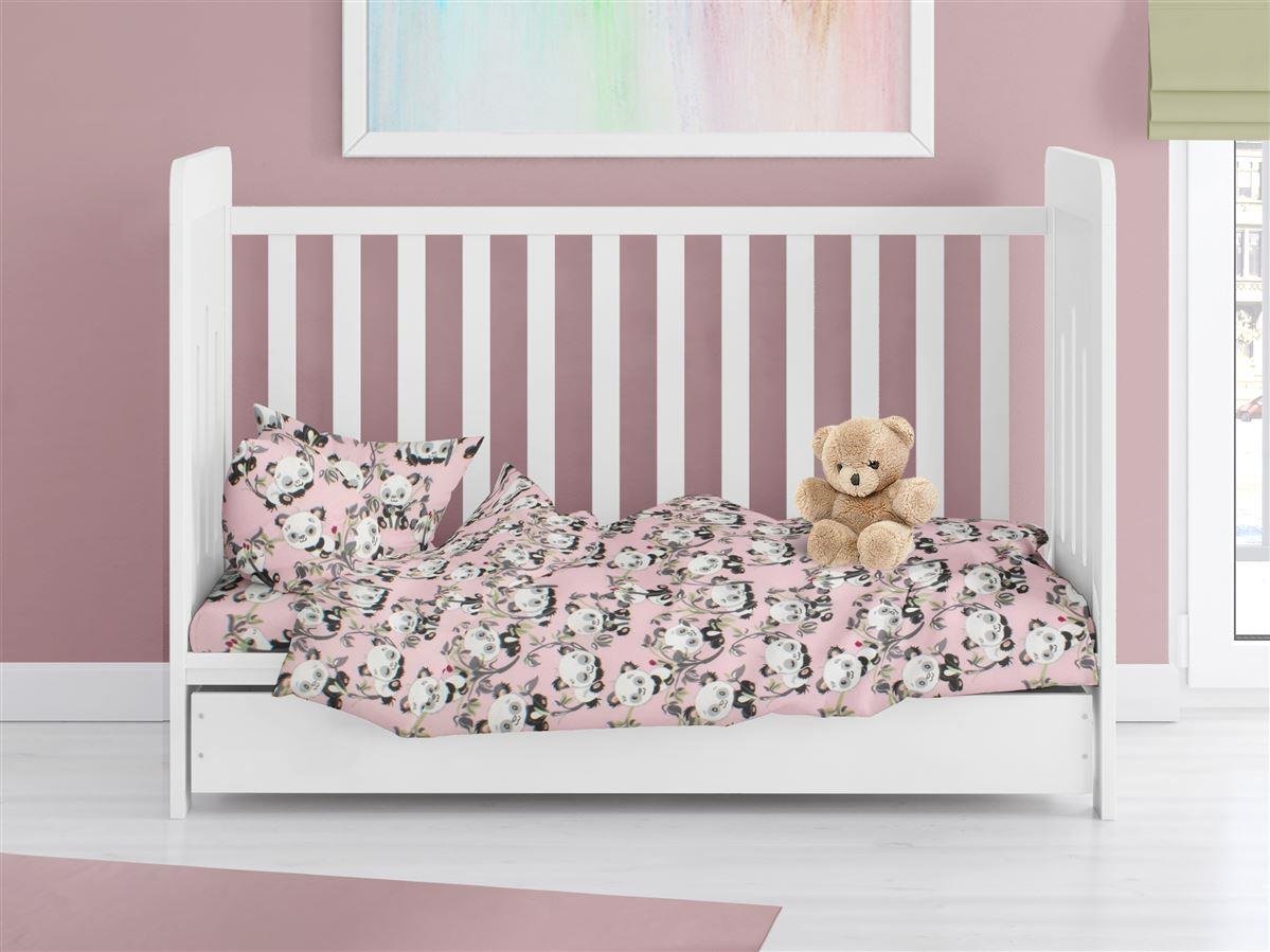 0007129_SKU_31211121014 ΠΑΠΛΩΜΑ ΕΜΠΡΙΜΕ bebe Panda Bear 97 120X160 Pink 100% Cotton Flannel - Image 1