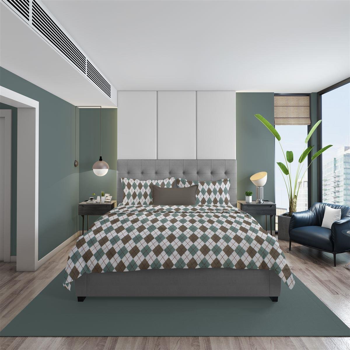 0007257_SKU_33212223003 ΣΕΝΤΟΝΙΑ ΕΜΠΡΙΜΕ ΣΕΤ 3 τεμ Diamond 329 160X240 Petrol 100% Cotton Flannel - Image 1