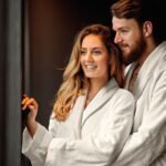 Μπουρνούζι με γιακά και strass Art 3090  M-L  Εκρού   Beauty Home