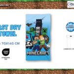 Πετσέτα Θαλάσσης Quick Dry Mojang Minecraft 49 70X140 Blue 100% Microfiber