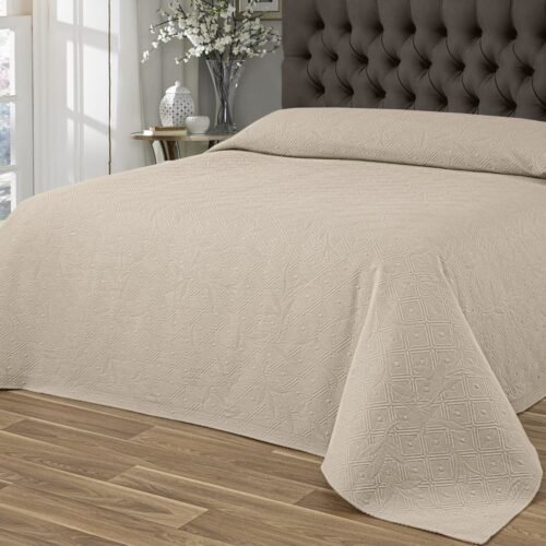 Βαμβακερή Ανάγλυφη Κουβέρτα King Size Kiera Beige Liolios Home (260x240)