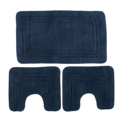 Πατάκι Μπάνιου Σετ 3 τεμ ZUCCHI 1τεμ 55X90, 2 τεμ 45X50 Navy Blue 100% Cotton