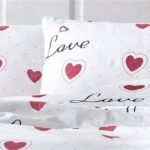 Μαξιλαροθήκη Εμπριμέ Έρως 301 50X70 White-Red 70/30 Cott/Pol