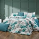 Σεντόνια Εμπριμέ Σετ 3 τεμ Ευφημία 475 160X240 Petrol 70/30 Cott/Pol