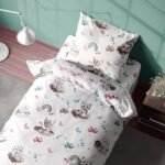 Σεντόνια Εμπριμέ Σετ 3 τεμ kids Kitten 560 160X240 Petrol 100% Cotton