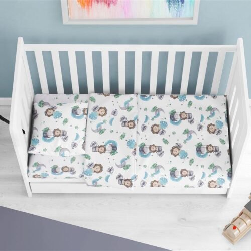 Κατωσέντονο Με Λάστιχο bebe Lion 533 0,70X1,40X0,15 Sky Blue 100% Cotton