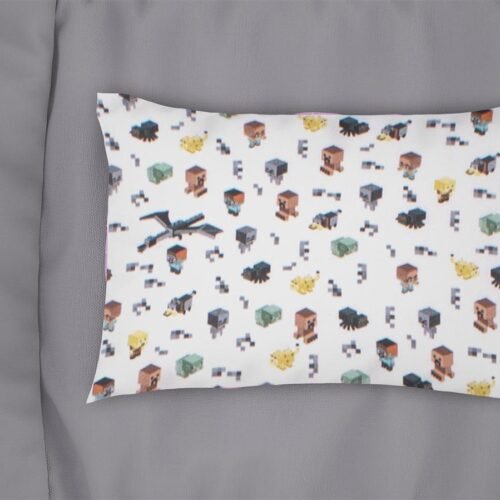 Μαξιλαροθήκη Εμπριμέ kids Minecraft 566 50X70 White-Grey 100% Cotton