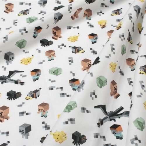 Πάνα Χασέ bebe Minecraft 566 80X80 White-Grey 100% Cotton