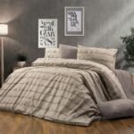 Παπλωματοθήκη Εμπριμέ Αρίσβη 470 160X240 Beige 70/30 Cott/Pol