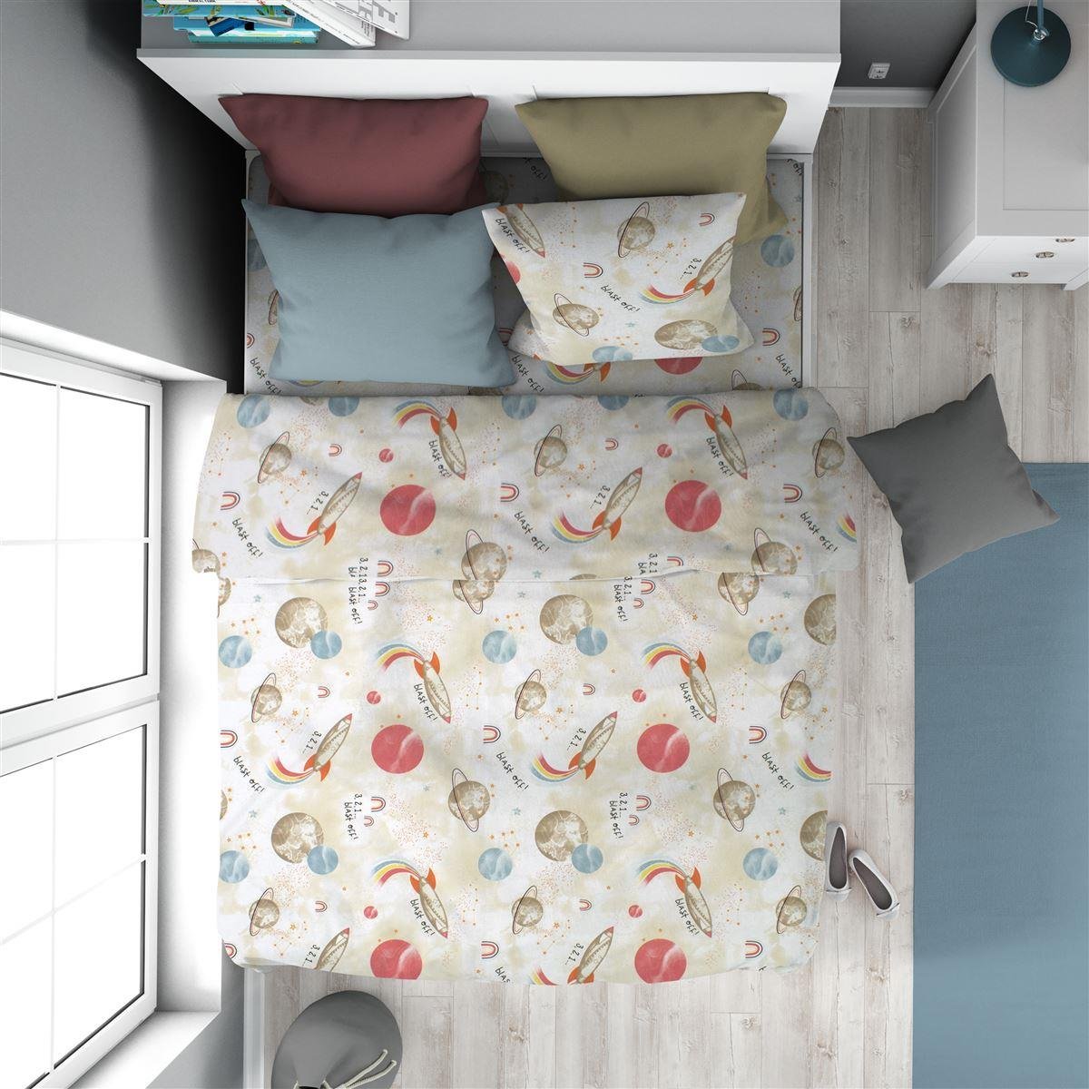 0008193_SKU_32111123046 Πάπλωμα Εμπριμέ kids Spaceship 186 160X240 Beige 100% Cotton - Image 1