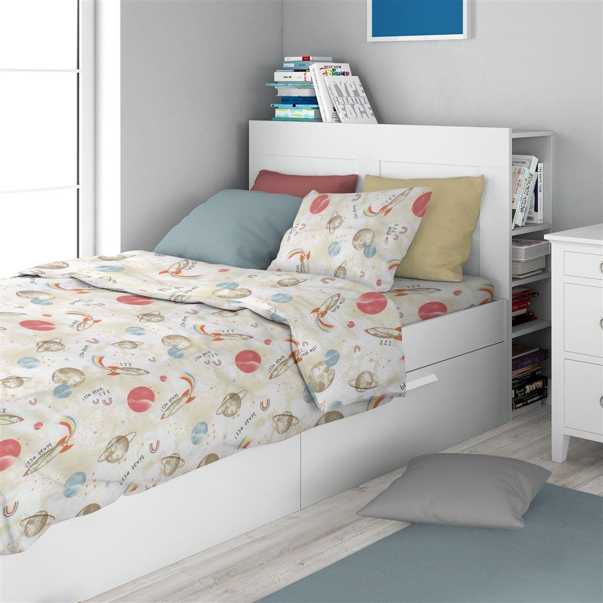 0008205_SKU_32112223046 Σεντόνια Εμπριμέ Σετ 3 τεμ kids Spaceship 186 160X240 Beige 100% Cotton - Image 1
