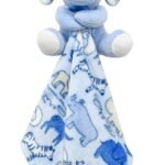 Λούτρινο Ζωάκι με Πανάκι Παρηγορίας Coral Fleece Εμπριμέ bebe Elephant 11 Ύψος 20 cm Sky Blue 100% Polyester