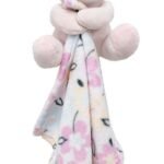 Λούτρινο Ζωάκι με Πανάκι Παρηγορίας Coral Fleece Εμπριμέ bebe Unicorn 13 Ύψος 20 cm Pink 100% Polyester