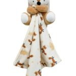 Λούτρινο Ζωάκι με Πανάκι Παρηγορίας Coral Fleece Ψηφιακής Εκτύπωσης bebe Fox 15 Ύψος 20 cm Beige 100% Polyester