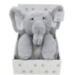 Λούτρινο Ζωάκι Σετ 2 Τεμ. bebe Elephant 03 Ύψος 25 cm & Κουβέρτα Coral Fleece 75X90 cm Grey 100% Polyester