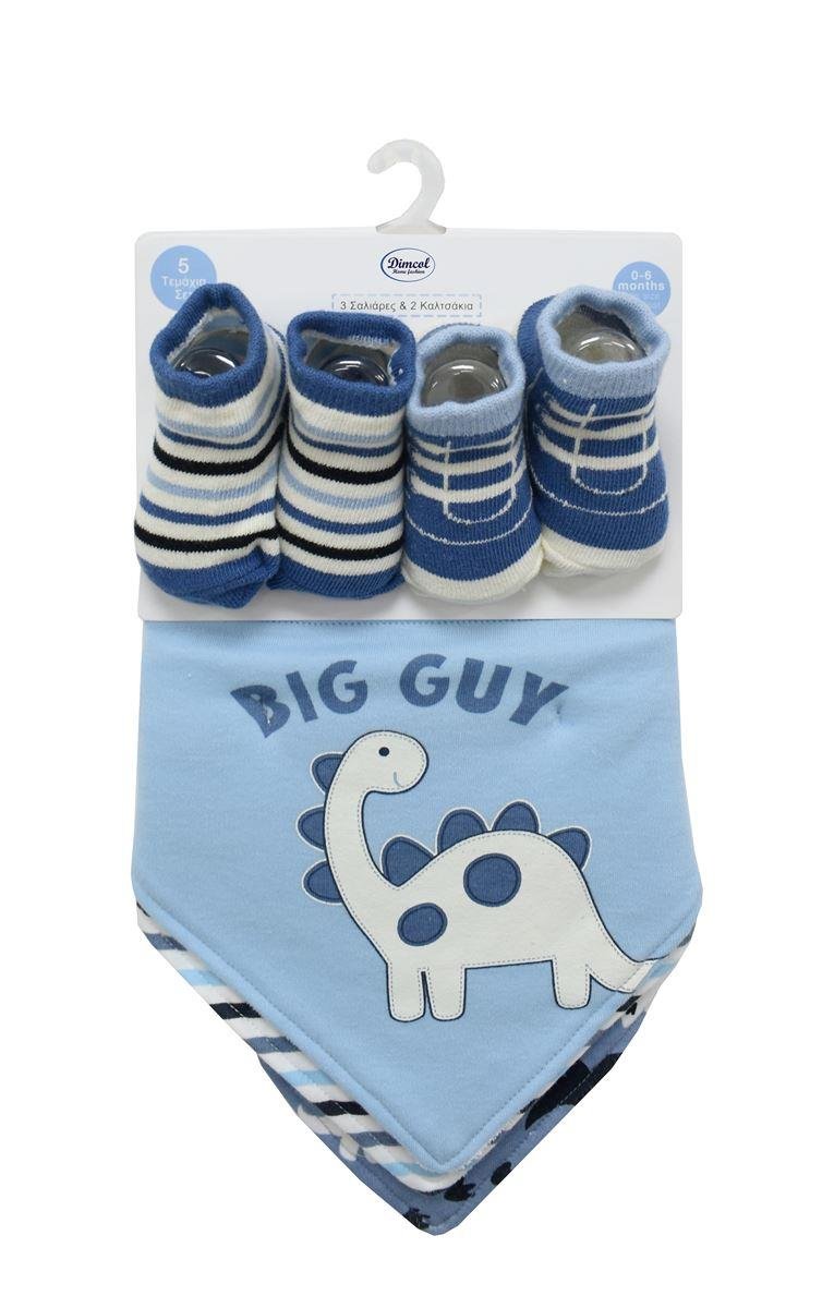 0008525_-interlock-terry-bebe-5-dinosaur-24-20x425-sky-blue-6040-cottpol Σαλιάρα Μπαντάνα Interlock & Επένδυση Terry με Κουμπία bebe Σετ 5 Τεμ. Dinosaur 24 20X42.5 Sky Blue 60/40 Cott/Pol - Image 1