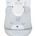 Σαλιάρα Σιλικόνης bebe με Κουμπί & Τσέπη 17 22.5X32 Grey 100% Silicone