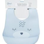 Σαλιάρα Σιλικόνης bebe με Κουμπί & Τσέπη 18 22.5X32 Sky Blue 100% Silicone