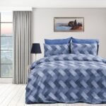 Σεντόνια Εμπριμέ Σετ 3 τεμ Αλκμήνη 454 160X240 Blue 70/30 Cott/Pol