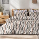 Beauty Home Σετ σεντόνια φανελένια King Size με λάστιχο Pinot Art 12632 185x200+32 Μπεζ,Πράσινο