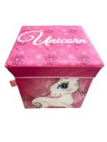 Κουτί-Σκαμπό Unicorn 10 30X30X30 Pink 100% Polyester - Image 2