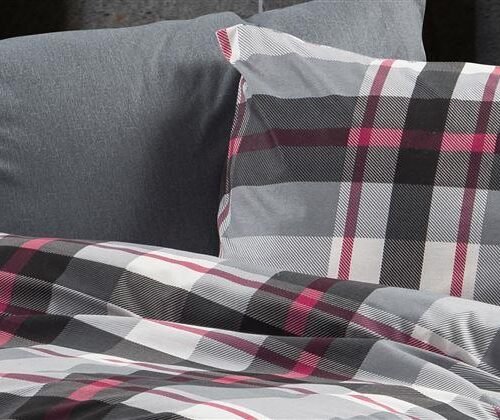 Μαξιλαροθήκη Εμπριμέ Εκάβη 424 50X70 Grey-Bordeaux 70/30 Cott/Pol