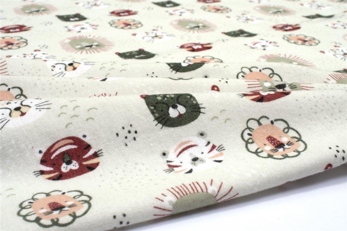 0008809_SKU_31112020048 Σεντονάκι Λίκνου bebe Big Cats 27 80X110 Light Olive 100% Cotton - Image 1
