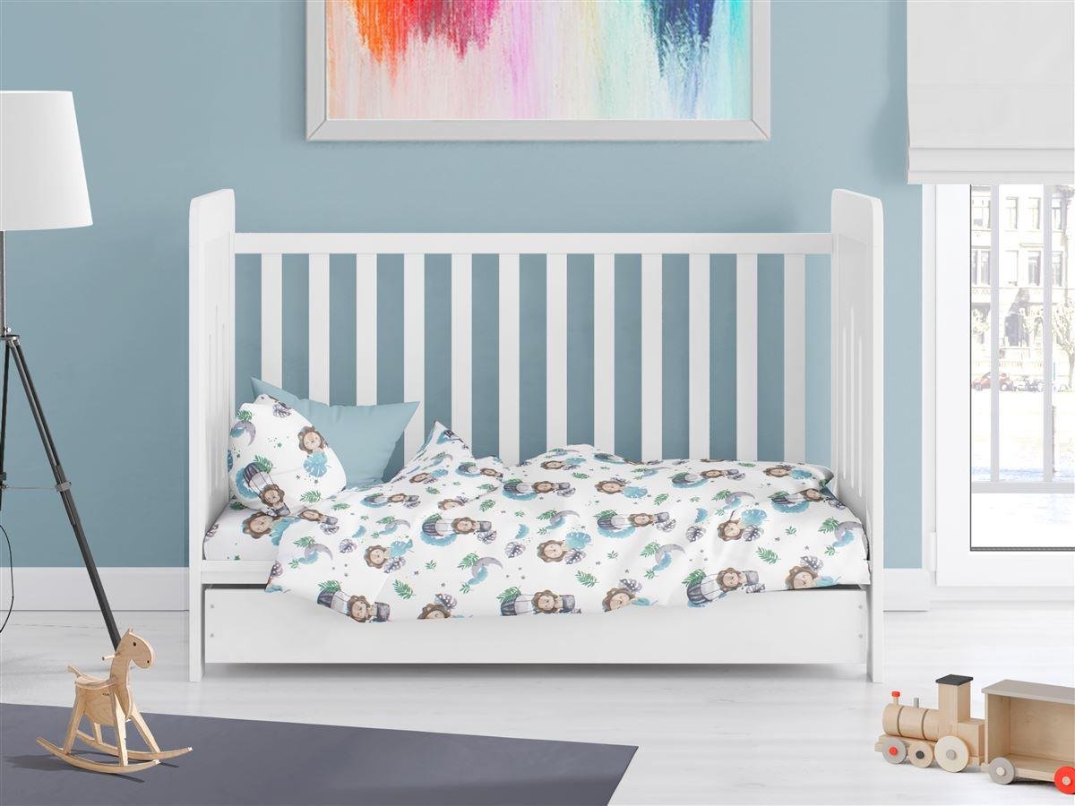 0007923_SKU_31111121040 Πάπλωμα Εμπριμέ bebe Lion 533 120X160 Sky Blue 100% Cotton - Image 1