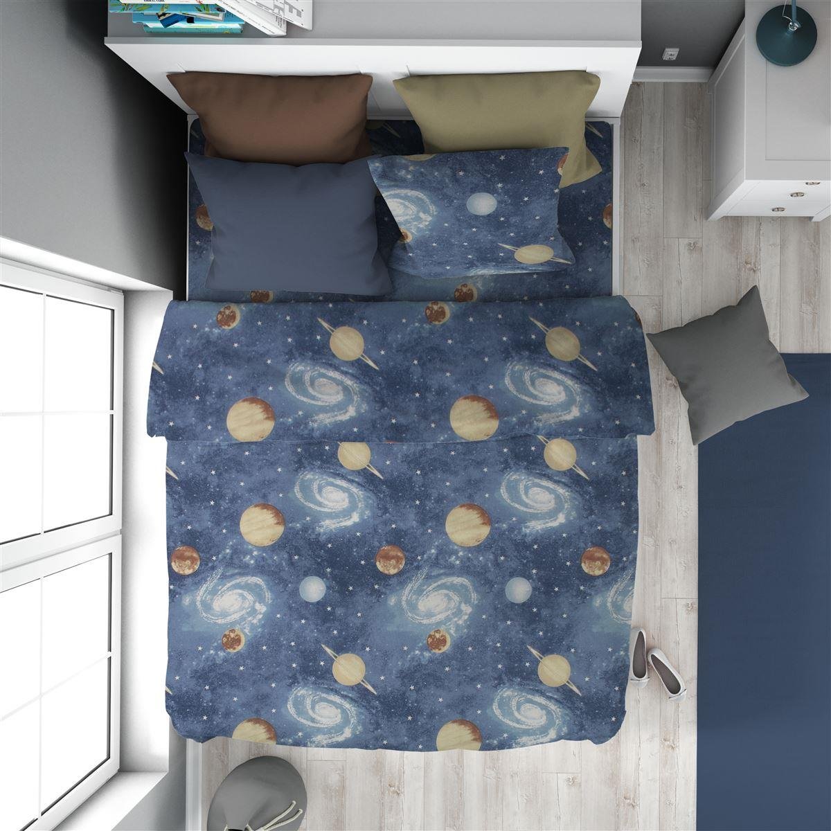 0008196_SKU_32110823047 Παπλωματοθήκη Εμπριμέ kids Milky Way 185 160X240 Blue 100% Cotton - Image 1