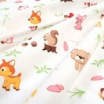 Πάνα Χασέ bebe Forest Animals 571 80X80 White-Pink 100% Cotton