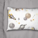 Μαξιλαροθήκη Εμπριμέ bebe Space Mission 183 35X45 White-Grey 100% Cotton